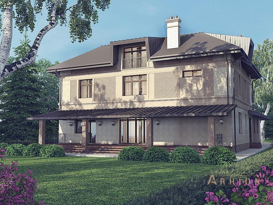 3. Проект двухэтажного дома в европейском стиле с четырехскатной, av-544, площадью - 544 кв c мансардой, терассой, гаражом, эркером